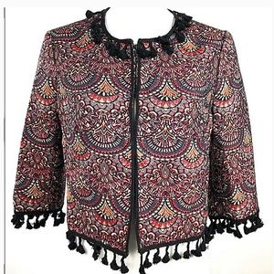 Chelsea and Violet Brocade Jacquard Tassel Jacket